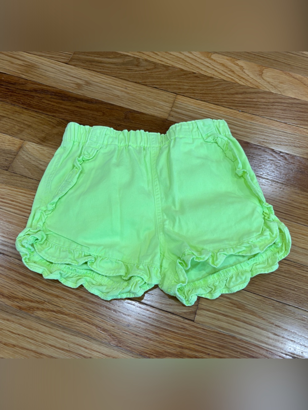 Crewcuts Girls' Neon Lime Ruffle Shorts size 7